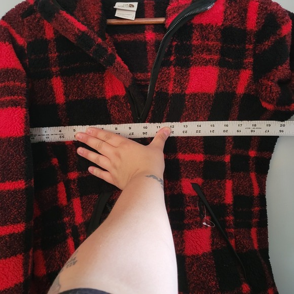 North Face Women's Campshire Sherpa Fleece Pullover Hoodie 1/4 Zip Plaid Small - Picture 6 of 16